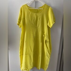 Bright Yellow Short-Sleeve Women’s Maternity Dress